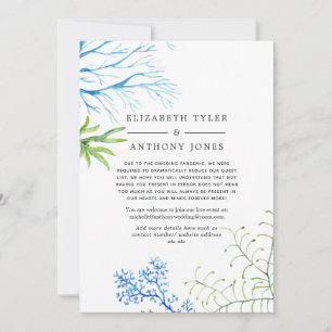 Watercolor Seaweed Wedding Reduced Guest List Announcement