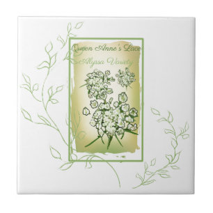 Watercolor Seed Packet Queen Anne's Lace Tile