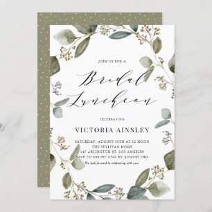 Watercolor Seeded Eucalyptus Bridal Luncheon Invitation