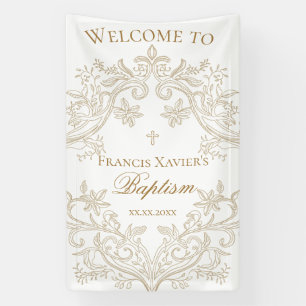  watercolor sepia crest Baptism welcome Banner