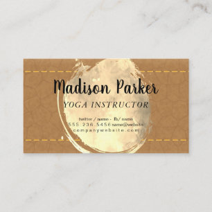 Watercolor Sepia   Stitched Leather Business Card
