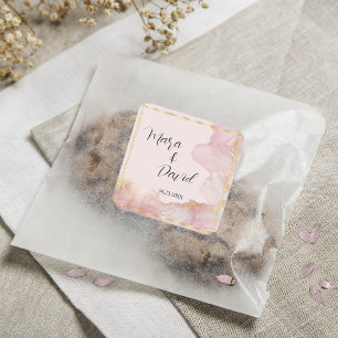 Watercolor Seraphina Pink and Gold Square Sticker