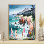 Watercolor Serene Coastal Landscape Wildflower Poster<br><div class="desc">3:4 Ratio. Escape to the coast with this serene watercolor poster,  featuring wildflowers and gentle waves. This peaceful coastal landscape brings the calming beauty of nature to your space,  making it a perfect addition for creating a soothing,  beach-inspired atmosphere in your home or office.</div>