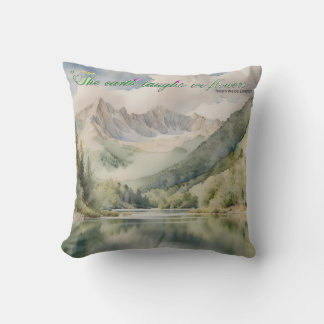 Watercolor serenity "the earth laughs in flowers" throw pillow
