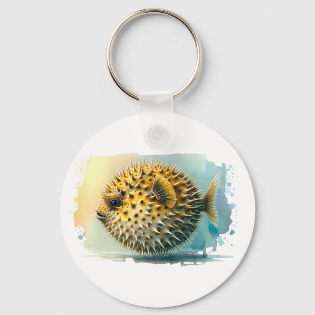 Watercolor Series: Blowfish Keychain (Front)