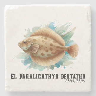 Watercolor Series: Flounder/Flatfish Stone Coaster
