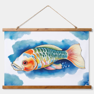 Watercolor Series: Koi Fish Hanging Tapestry