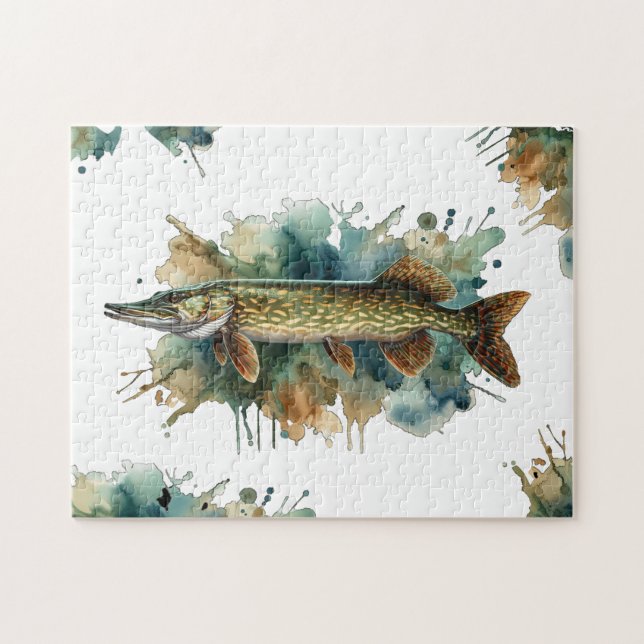 Watercolor Series: Pike Jigsaw Puzzle (Horizontal)