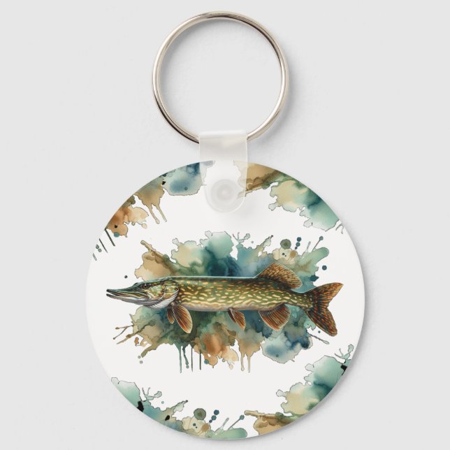 Watercolor Series: Pike Keychain (Front)