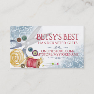 Watercolor sewing notions seamstress business card