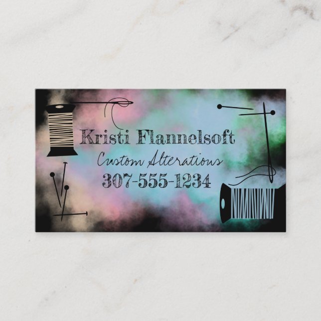 Watercolor sewing notions seamstress quilter business card (Front)