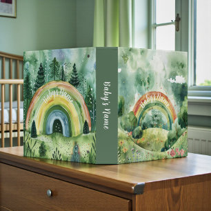 Watercolor Shades of Green Rainbow Baby Photos Binder