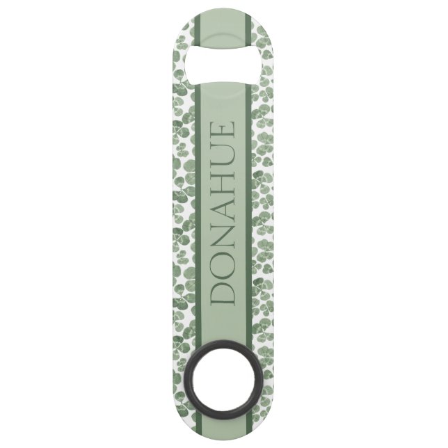 Watercolor Shamrock Clover Patterned Bar Key (Front)