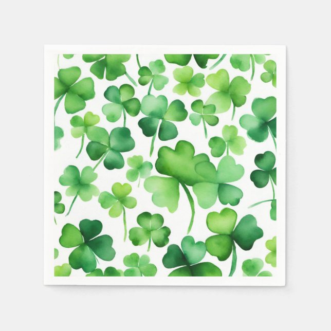 Watercolor Shamrock  Napkin (Front)