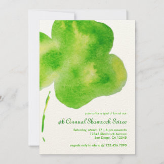 Watercolor Shamrock Party Invitation