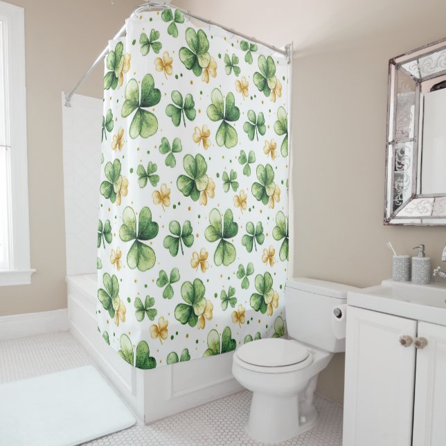 Watercolor Shamrock Pattern • Green & Gold  (In Situ)