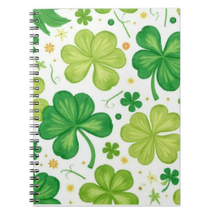 Watercolor Shamrock Pattern Notebook