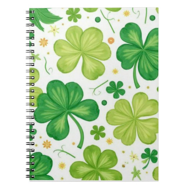 Watercolor Shamrock Pattern Notebook (Front)