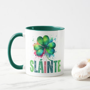 Watercolor Shamrock - Sláinte - St Patrick Day Mug