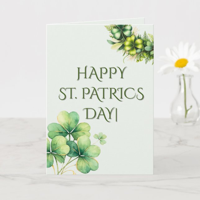Watercolor Shamrock St. Patrick's Day Card (Small Plant)