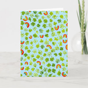 Watercolor Shamrocks & Rainbows Irish St Patty's Card