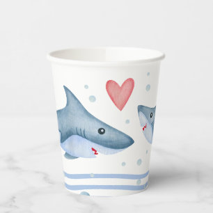 Watercolor Shark Baby Shower Paper Cups
