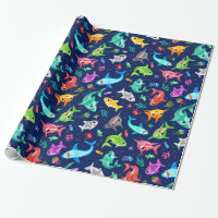 Watercolor Shark Family Adorable Ocean