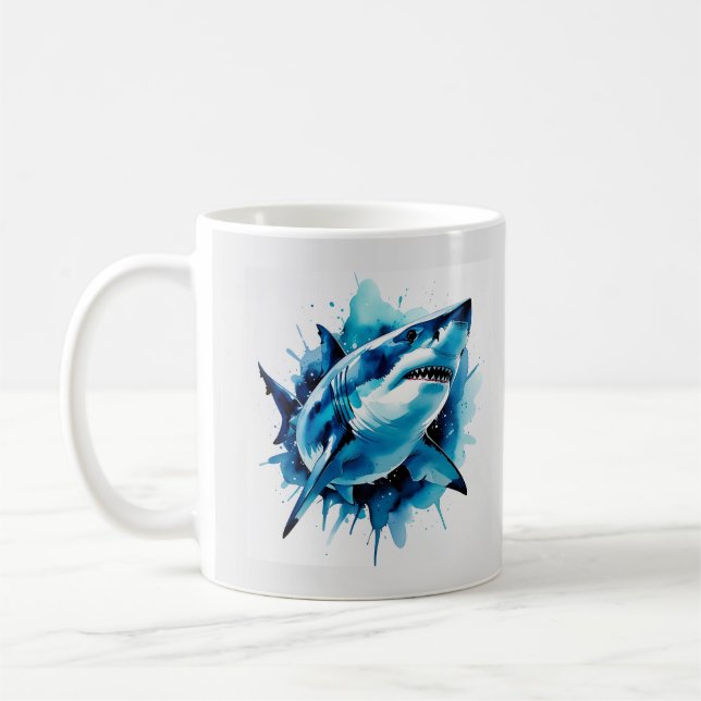 Watercolor Shark Mug – Ocean Art (Left)