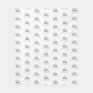 watercolor shark smiling grey green ocean animal fleece blanket