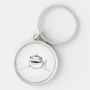 watercolor shark smiling grey green ocean animal keychain