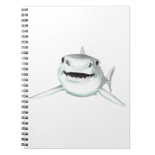 watercolor shark smiling grey green ocean animal  notebook