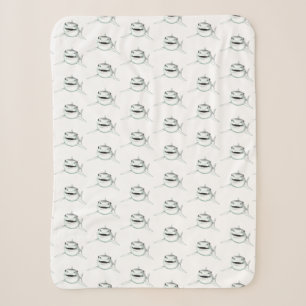 watercolor shark smiling grey green ocean animal sherpa blanket