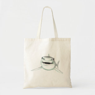 watercolor shark smiling grey green ocean animal  tote bag