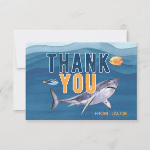 Watercolor Shark Thank You Flat Card
