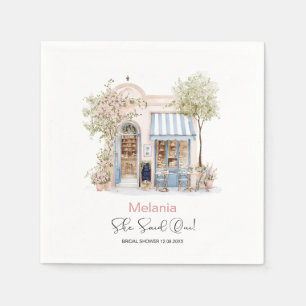   Watercolor She Said Oui  bridal shower Napkin