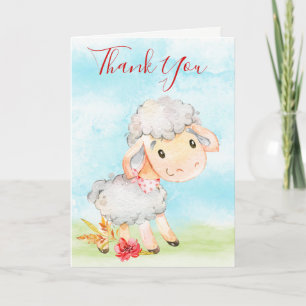 Watercolor Sheep Farm Thank You Card