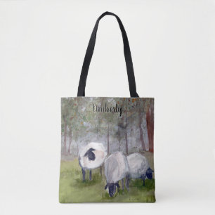 Watercolor Sheep Personalized Tote Bag