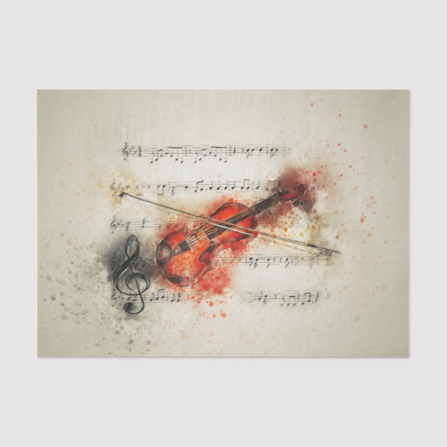 Watercolor Sheet Music and Violin Tissue Paper (Front)