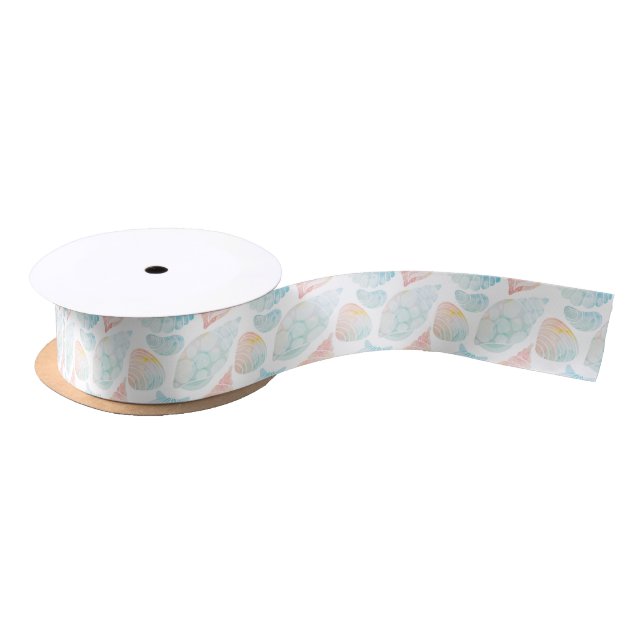 Watercolor Shell  Satin Ribbon (Spool)