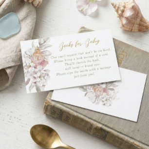 Watercolor Shells Floral Baby Shower Book Request Enclosure Card