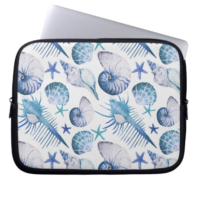 Watercolor Shells Laptop Sleeve (Front)