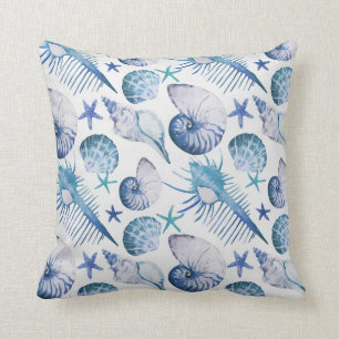 Watercolor Shells Throw Pillow