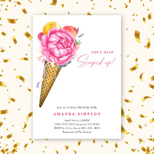 Watercolor She's Been Scooped Up Bridal Shower Invitation