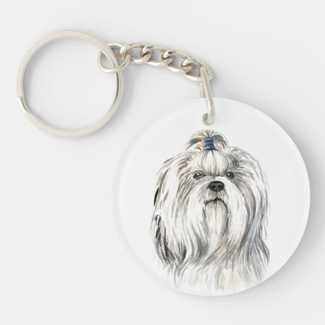 Watercolor Shih Tzu Keychain (Front)