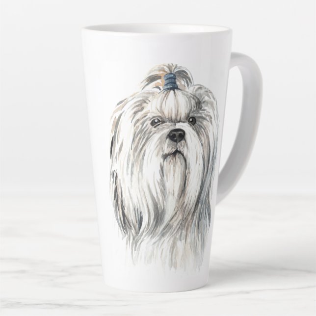Watercolor Shih Tzu Latte Mug (Right Angle)