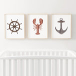 Watercolor Ship Wheel Lobster Anchor Nautical<br><div class="desc">Add a finishing touch to your nautical themed space with this set of 3 watercolor prints.</div>
