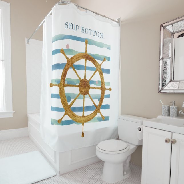 WATERCOLOR SHIPS WHEEL ART BEACH VACATION RENTAL   (In Situ)