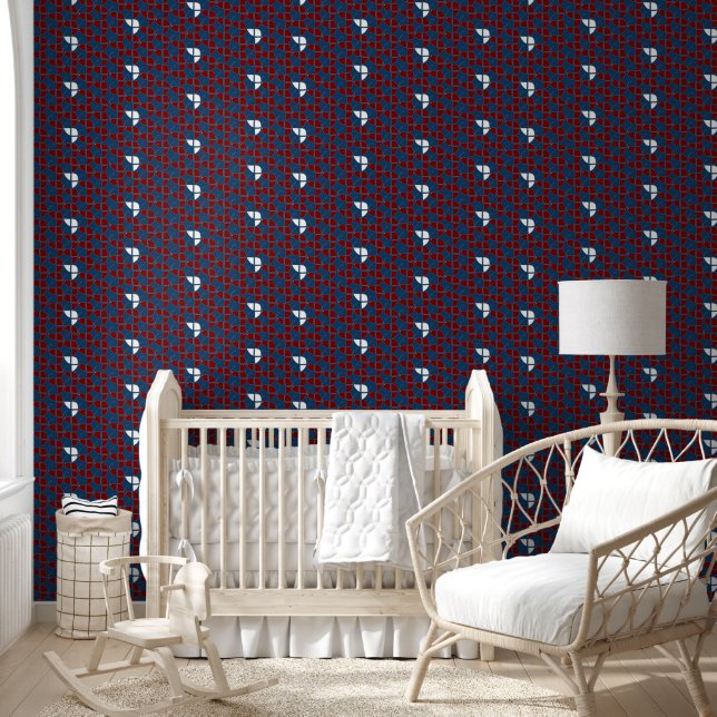 Watercolor SHRIMP Pattern Red Blue Nursery Wallpaper (Kids)