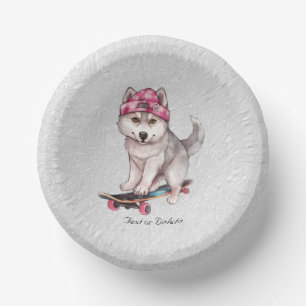 Watercolor Siberian Husky Paper Bowl Paper Plate