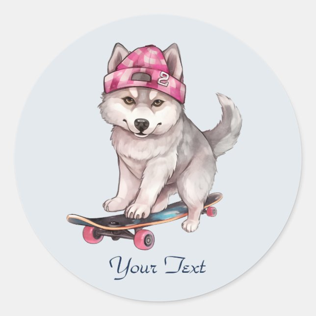 Watercolor Siberian Husky Sticker (Front)